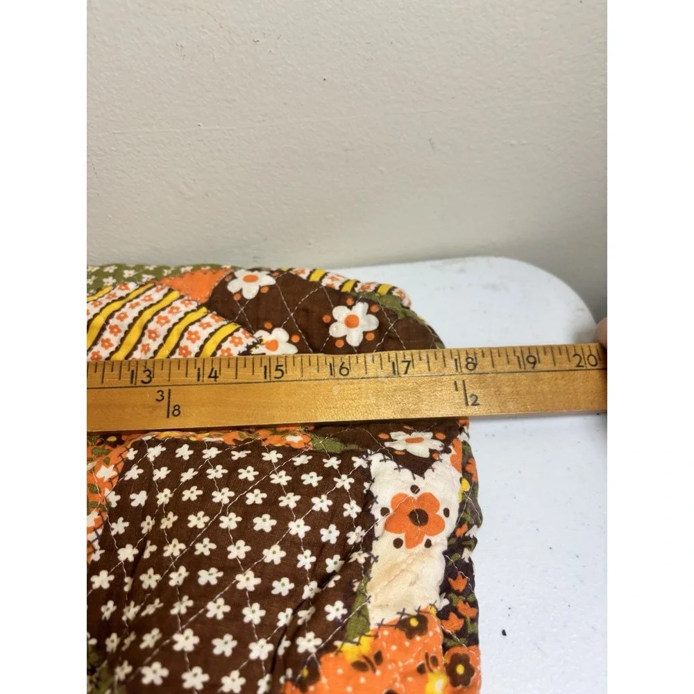 Vintage Groovy Quilted Patchwork Clutch Bag Purse 1960's Handmade Plastic Handle